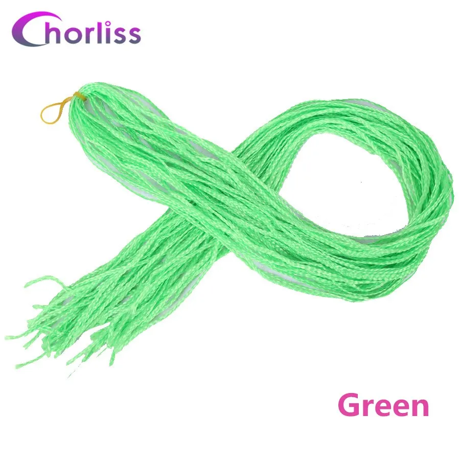Green Chorliss вязанные крючком косички Zizi косички, вязанные крючком волосы, пряди, синтетические волосы для наращивания, косички, блонд, черный, серый, красный, коричневый - Цвет: Green