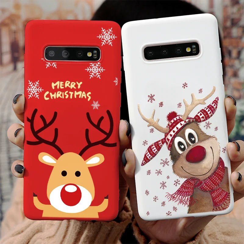 Рождественский мультяшный чехол с оленем для Samsung Galaxy A21s A10 A31 A50 A70 A41 A51 A71 S20 Ultra S10 S9