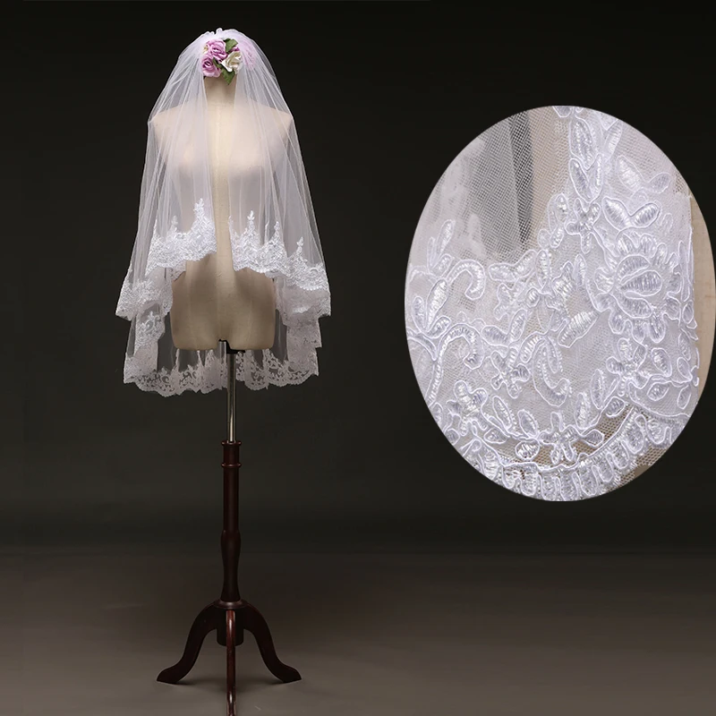 Свадебные аксессуары цвета слоновой кости двухслойная короткая фата невесты с