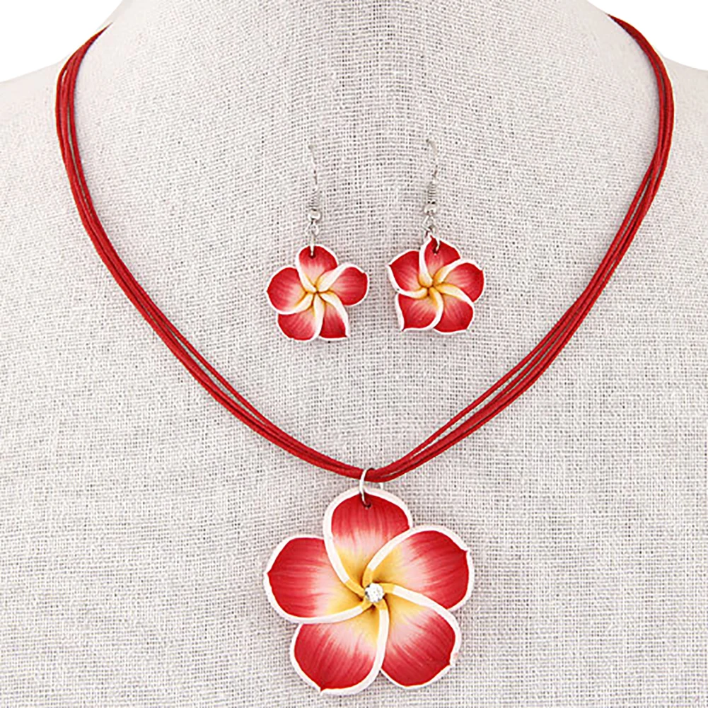 Винтажные женские серьги висюльки с гавайским цветком многослойное ожерелье из