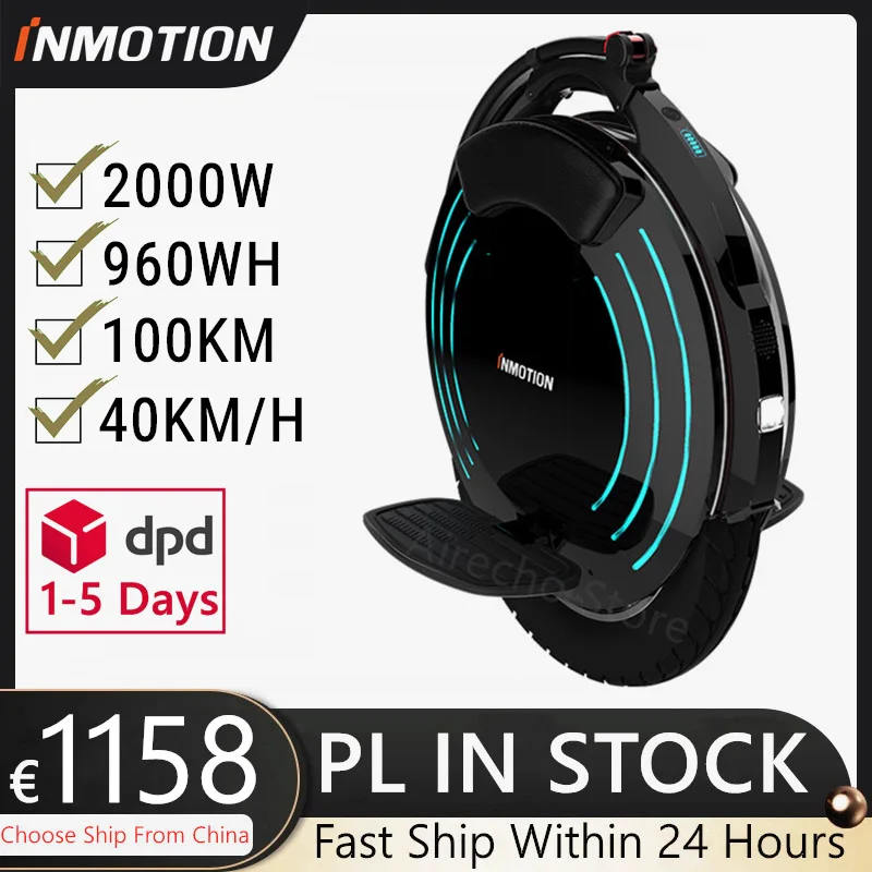 

Самобалансирующийся Электрический скутер INMOTION V10F, 2000 Вт, встроенный ручной моноцикл с декоративными лампами, лонгборд