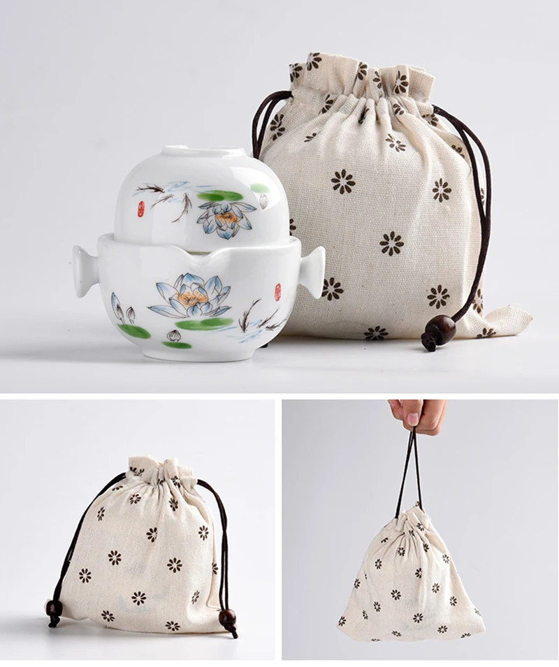 Керамические чайники gaiwan чайники Китайский чайный набор для путешествия с сумкой для путешествий