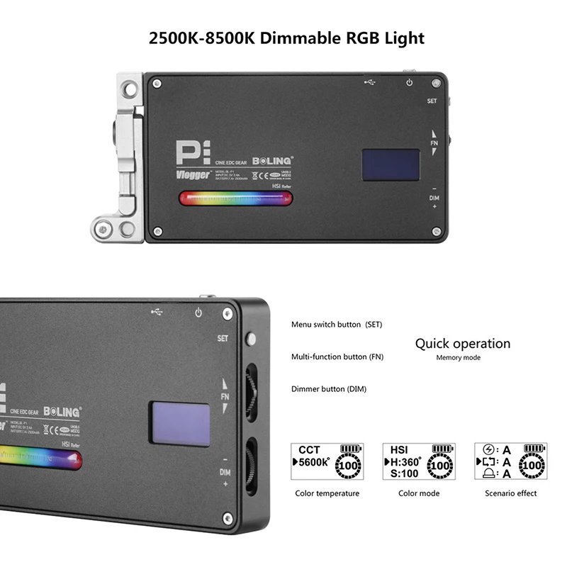 Карманный Болинг RGB светодиодный видео светильник 12W светодиоидная лампа с