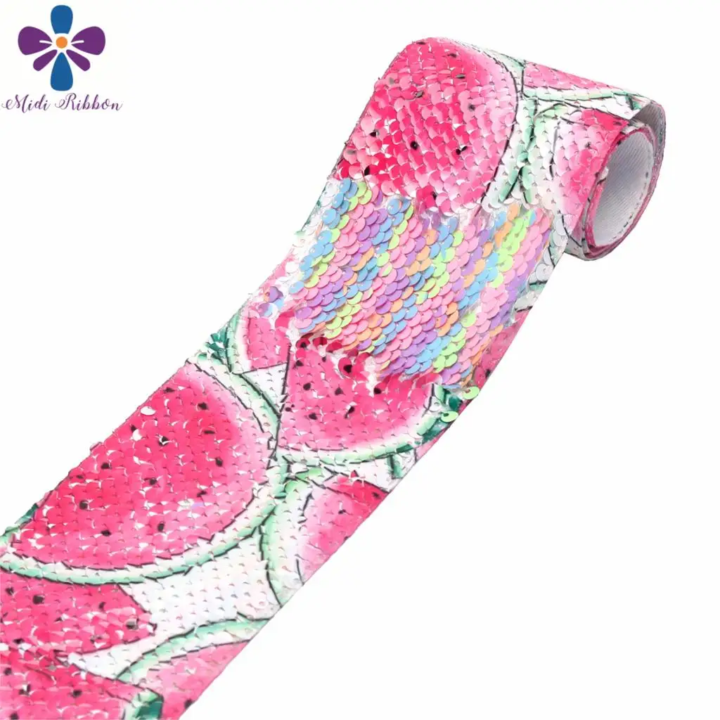 Двухсторонняя Радужная лента с принтом в виде арбуза ананаса авокадо 3 дюйма 75 мм