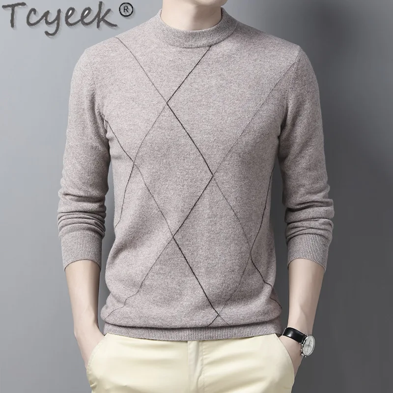

Tcyeek High Quality 100% Wool Winter Pullover Men Clothing 2020 Korean Casual Warm Oversized Men's Sweater Fashion Pull Homme 03