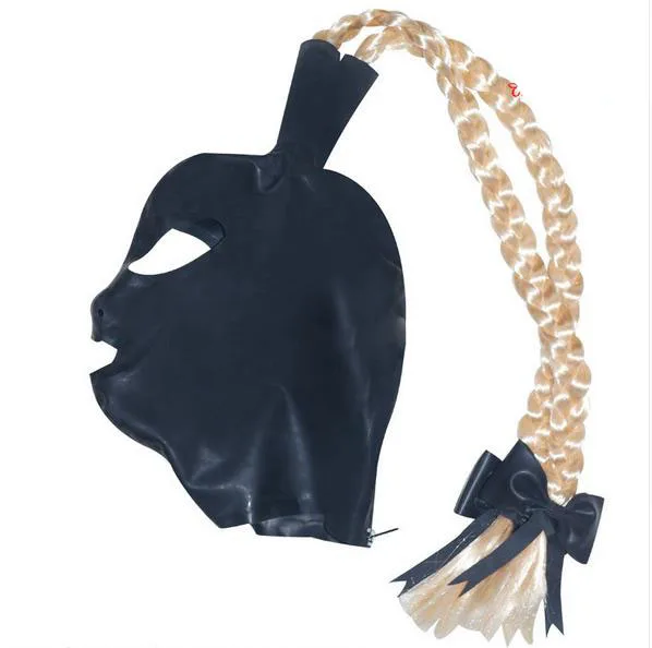 Латексный капюшон с хвостиками латексный головной убор |