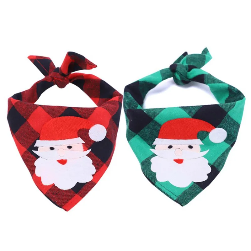 

Собака шарф с рисунком Рождества собаки банданы для больших собак, классическое платье в клетку двухсторонняя узор треугольные Pet кошачий ш...