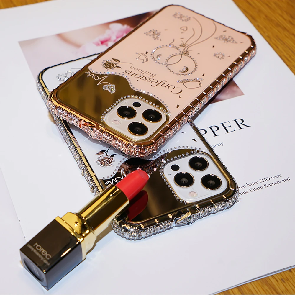 Задняя крышка с воздушным шаром + роскошная Алмазная рамка для телефона iPhone 12 11 Pro