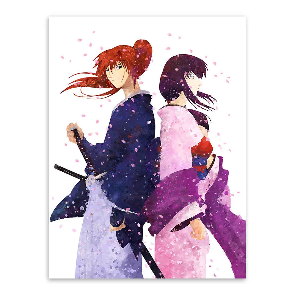Новый акварельный руруни Кэнсин плакат японский мультфильм классический