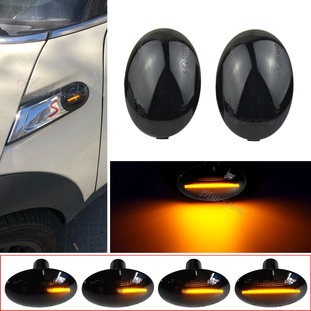 

Динамический светодиодный боковой ретранслятор, аксессуары для BMW Mini Cooper R56 R57 R58 R59 2007-2013, поворотники янтарного цвета