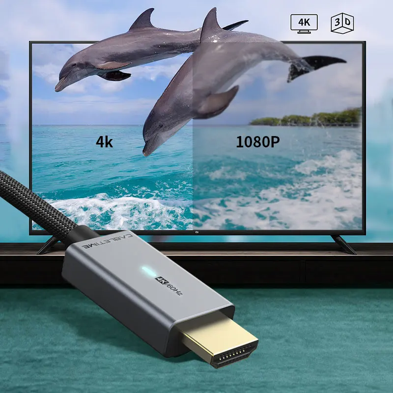 CABLETIME мини кабель DP-HDMI портом Thunderbolt 2 Displayport 4K/60Hz алюминиевый корпус конвертера