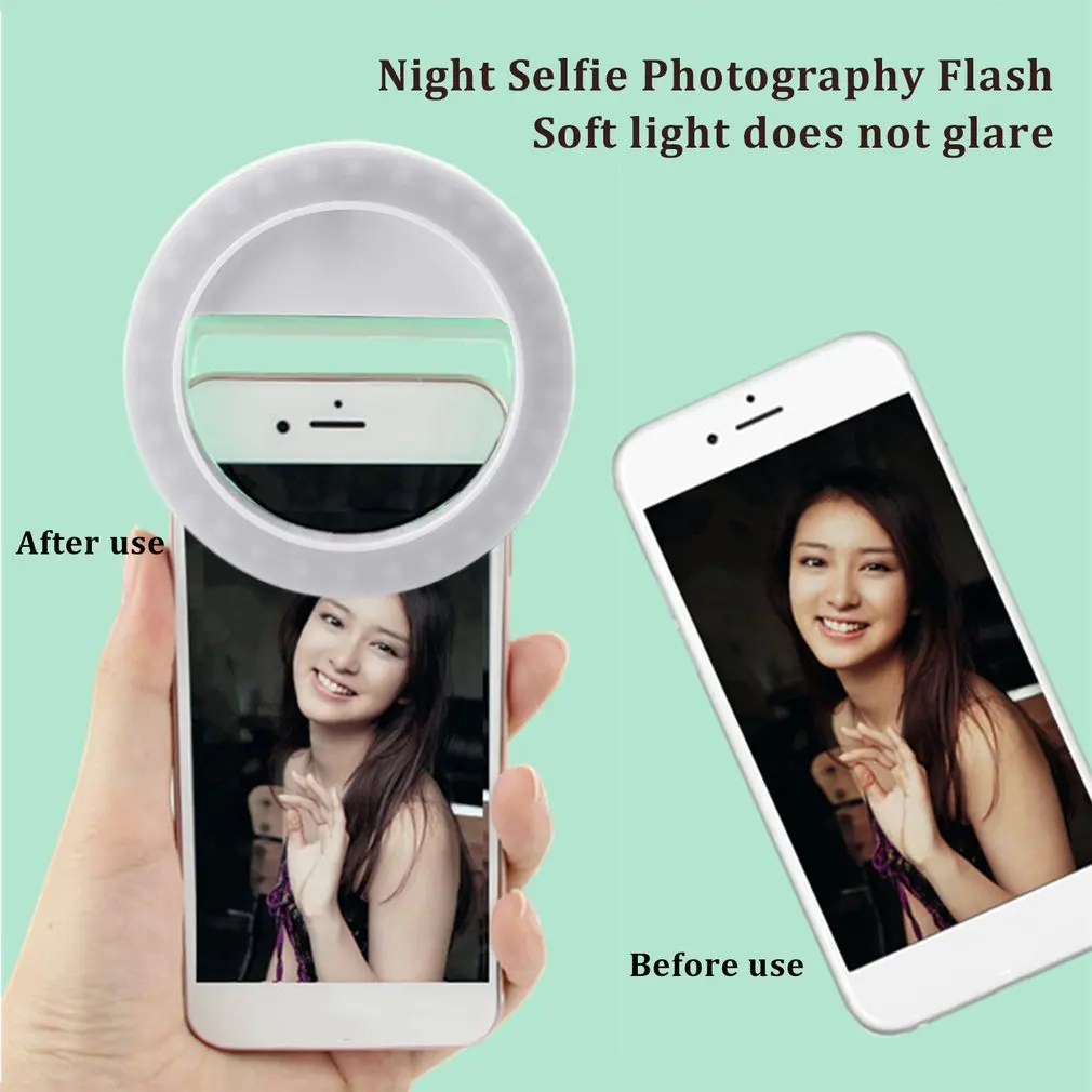 Universal Selfie LED Ring Flash Light Portable Mobile Phone 36 LEDS Lamp Luminous Clip for iPhone 8 7 6 Plus Samsung | Освещение