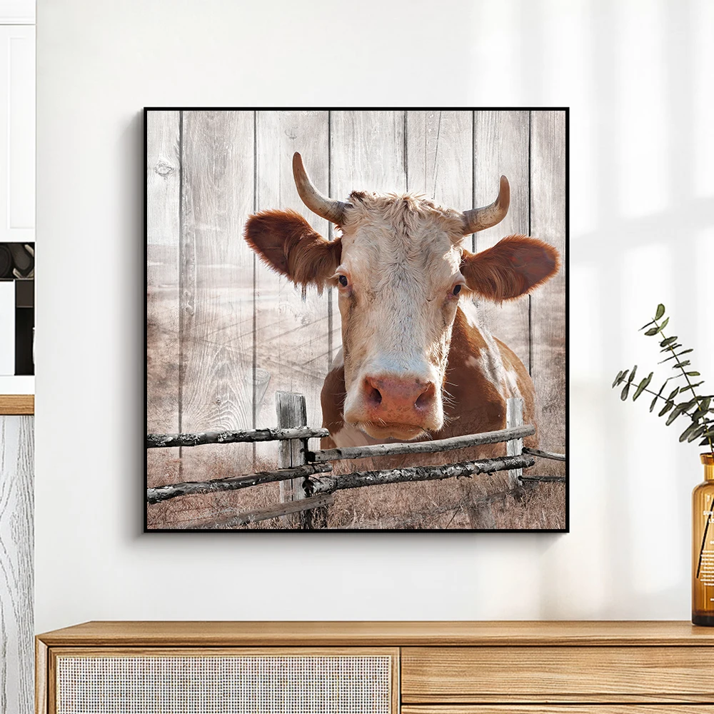 

Abstract Cow Painting On Canvas Modern Nordic Cartoon Animal Cattle Wall Art Prints And Posters For Living Room House Decoration