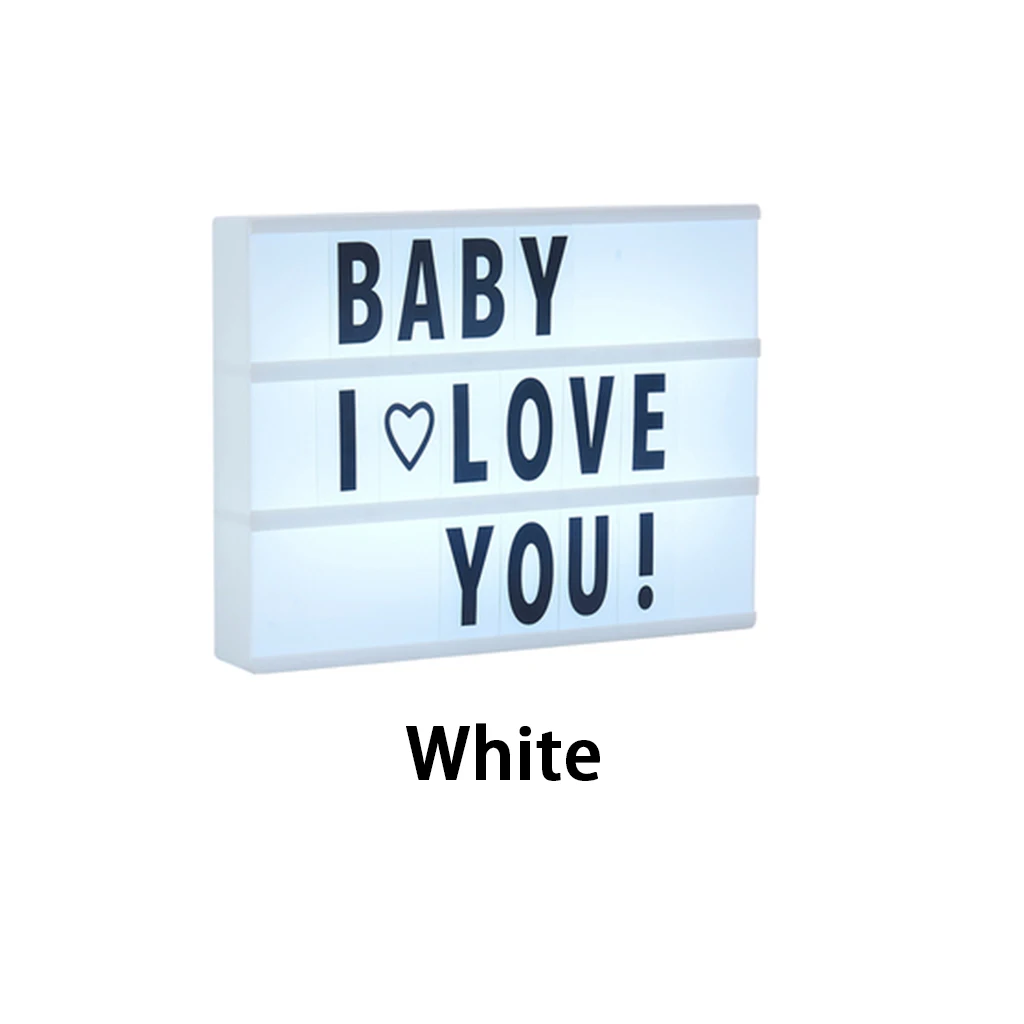 Светодиодный ночник с черно белыми буквами и картами в коробке питанием от