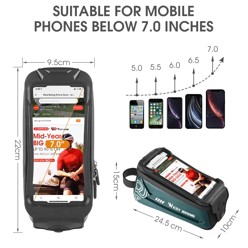 west biking bicycle bag 6 0 7 2 inch phone bag waterproof front frame cycling bag sensitive touch screen mtb road bike bag free global shipping