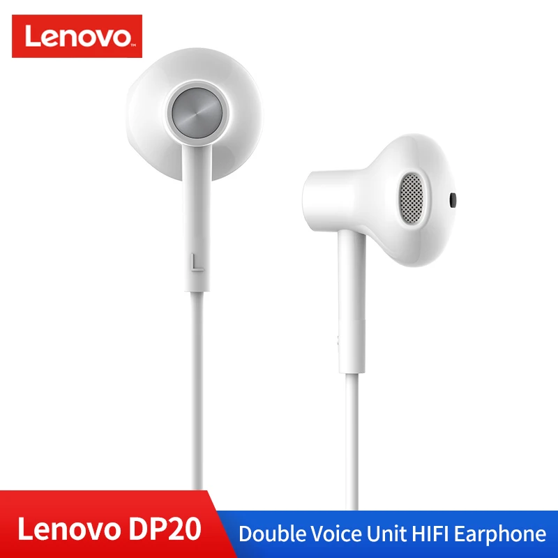 Оригинальные наушники lenovo DP20 с двойным голосовым блоком HIFI в ухо проводные для