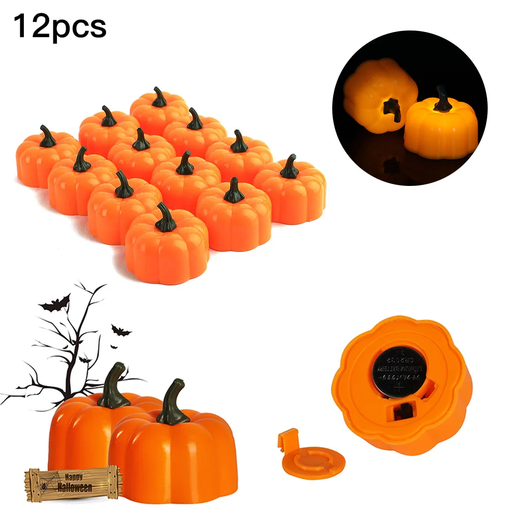 Светодиодные свечи тыквы светильник для Хэллоуина оранжевый Мерцание Лампы в