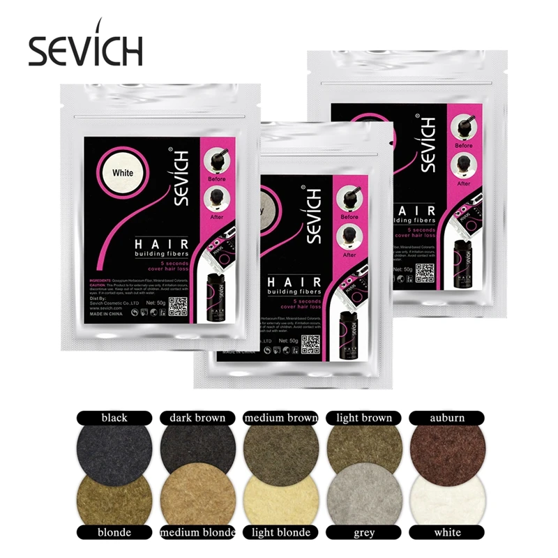 

SEVICH 50g Black Hair fibers Refill Bags Hair Growth Fibers Keratin Thickening Hair Building Fibers Hair Loss Products Powder