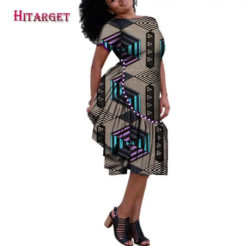Hitarget 2020 африканские платья для женщин Осенние Bazin Dashiki Вощеные с принтом