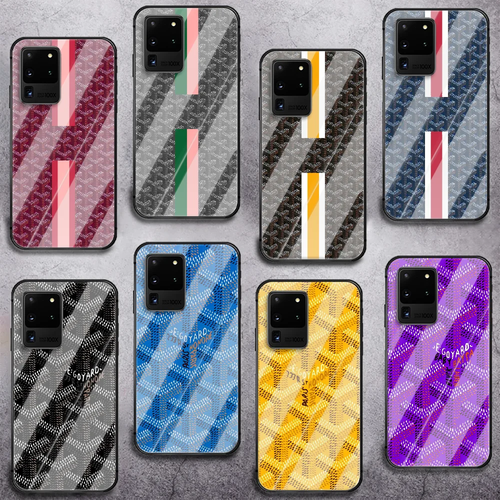 

Luxury Goyards Colorful Phone Tempered Glass Case Cover For Samsung Galaxy S Note 5 6 9 10 10E 20 21 FE Plus Uitra Phone case