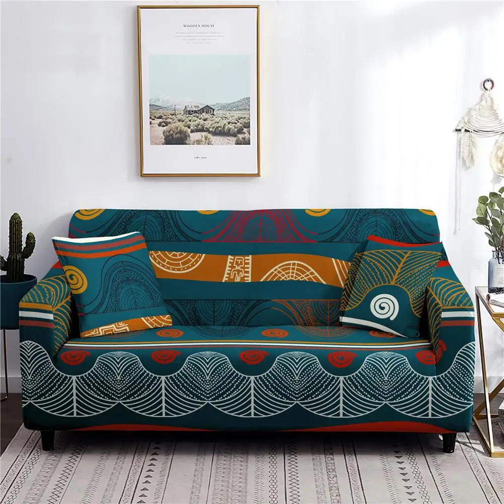 Retro Ethnic Stripes Sofa Cover Elastic Non-slip Furniture Protector Decor Couch Slipcovers 1/2/3/4 Seater | Дом и сад