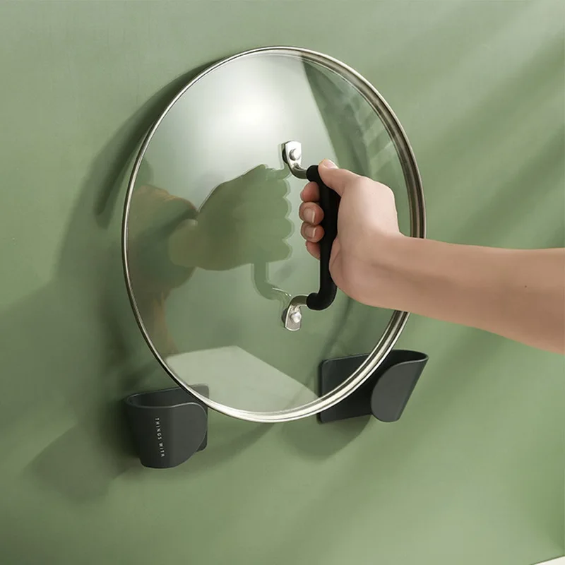 Самоклеющийся держатель для крышки кастрюли без дырочек подставка хранения