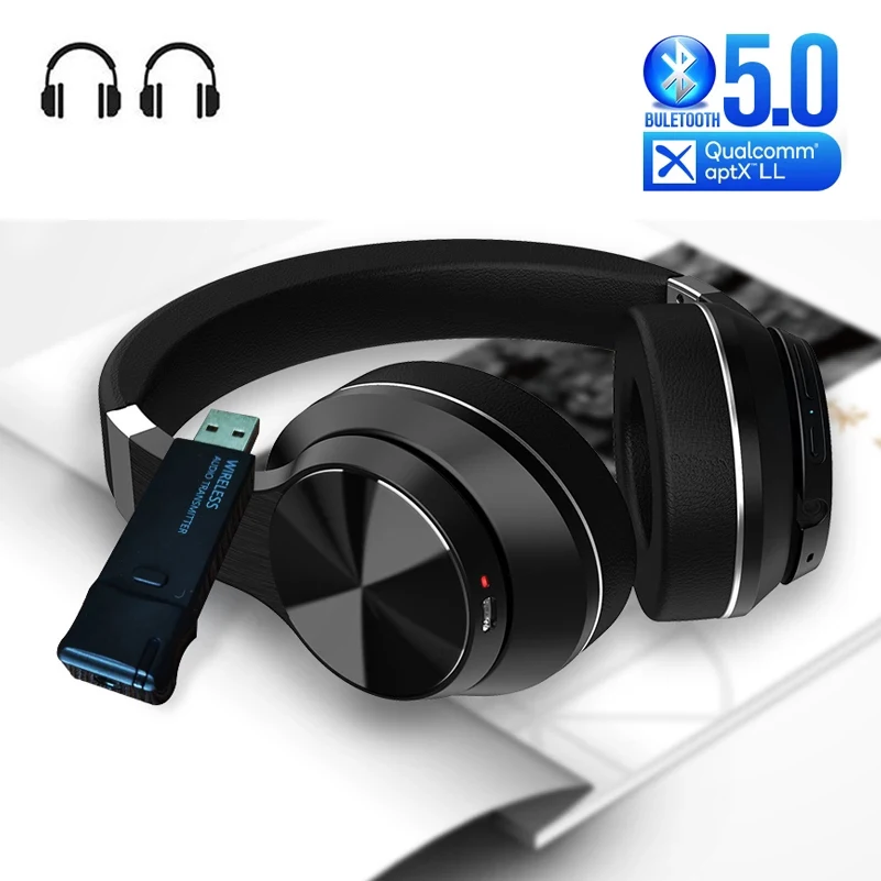 Bluetooth 5 0 наушники + USB аудио передатчик с микрофоном Aptx LL низкая задержка глубокие