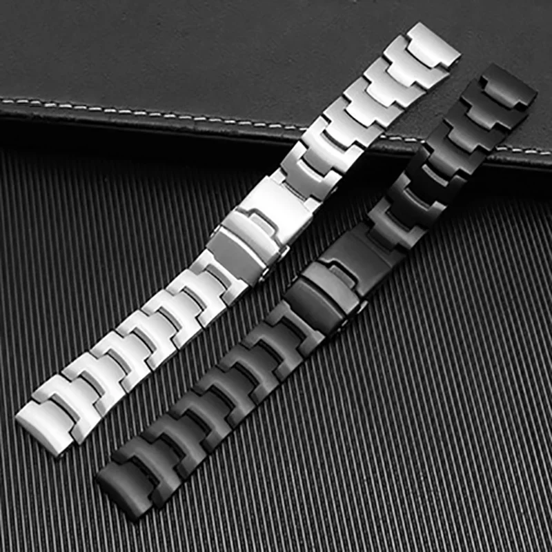 For Casio PROTREK PRG-260 PRG-270 PRG-550 PRW-3500/2500/5100 Solid Stainless Steel Watchband Strap Silver Black18mm Watch Band