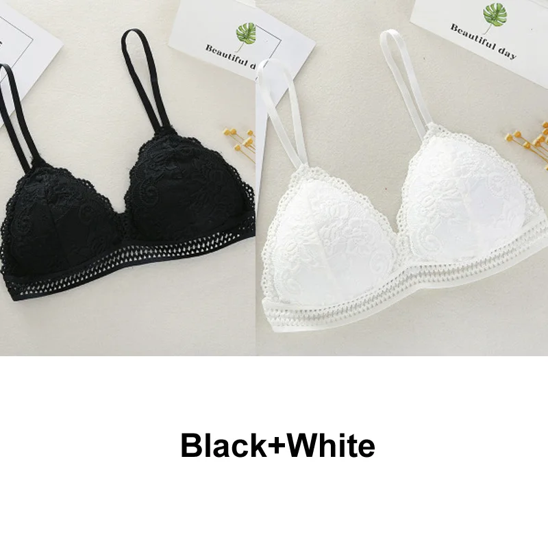 Black and White 2 шт., бюстгальтер без косточек во французском стиле, бесшовный бюстгальтер с глубоким v-образным вырезом, женский бюстгальтер, беспроводное тонкое нижнее белье, сексуальное нижнее белье, мягкие бюстгальтеры для женщин - Цвет: Black and White