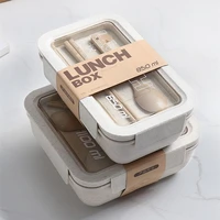 healthy material lunch box wheat straw japanese style bento boxes microwave dinnerware food storage container