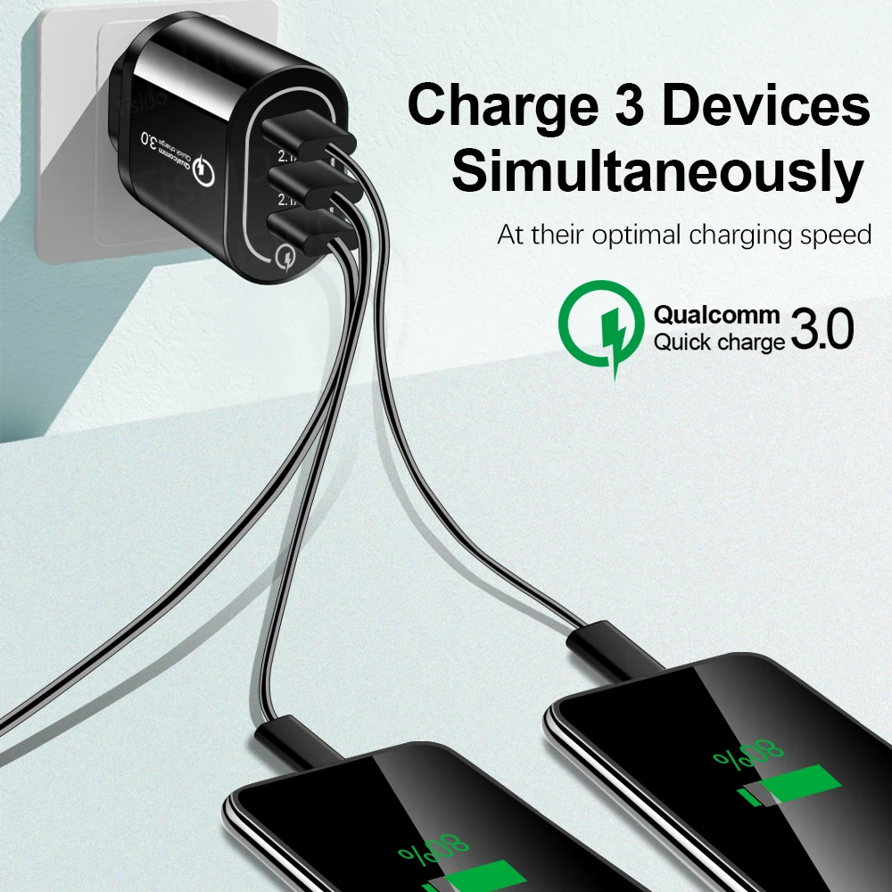 Tisluo Быстрая зарядка 3,0 USB зарядное устройство для телефона samsung S8 S9 Xiaomi Mi 8 huawei быстрая настенная Зарядка для iPhone 6 7 8 X XS Max iPad