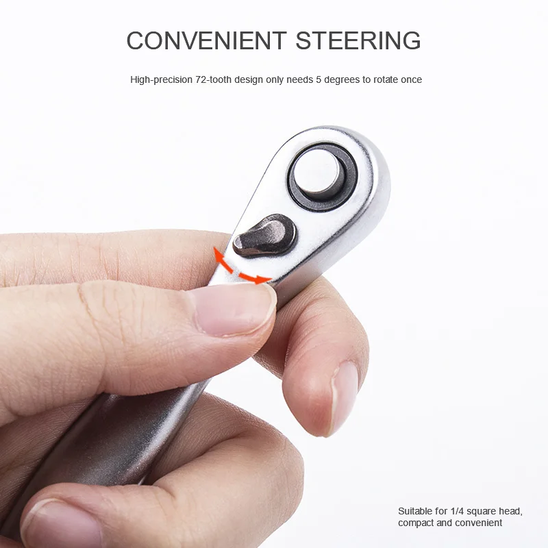 

72 tooth Mini 1/4 ratchet wrench, 6.35mm ratchet wrench, socket wrench, no slip