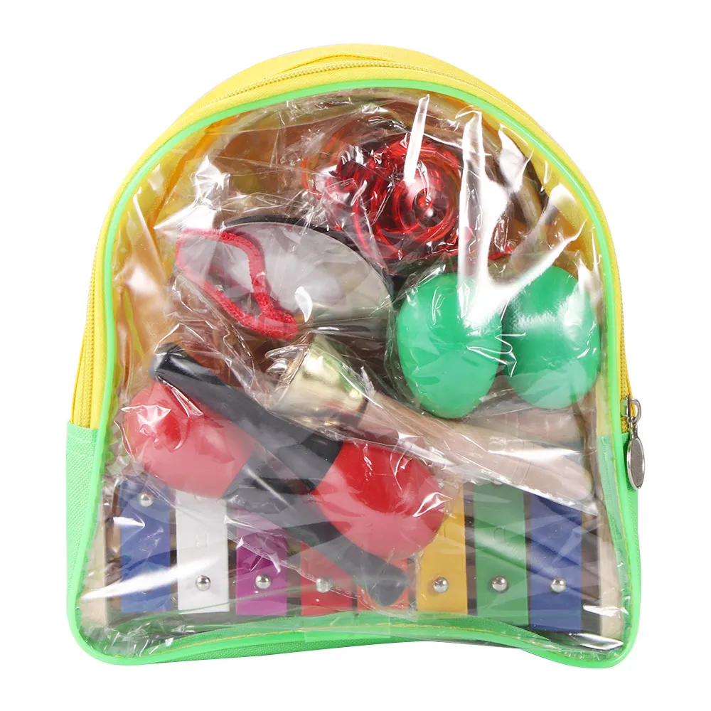 

12pcs Child Percussion Music Rhythm Cognitive Toy Beginner Percussion Musical Backpack Set Early Educational Toys With Carry Bag