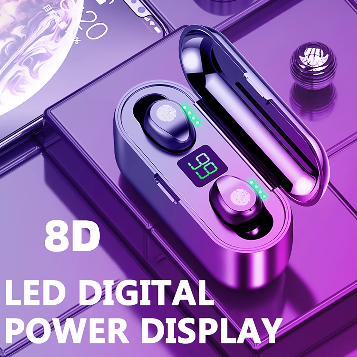 Беспроводные наушники с цифровым дисплеем Bluetooth 5 0 TWS стерео спортивные