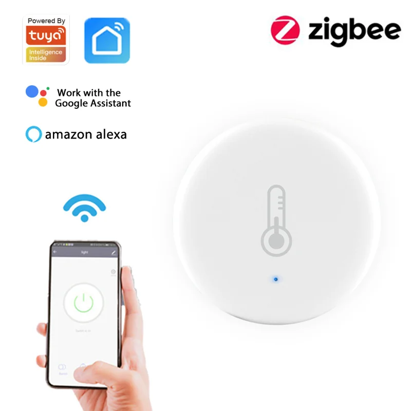 

Умный датчик температуры и влажности Tuya ZigBee, умный контроллер работает с ZigBee Hub через Tuya / Smart Life