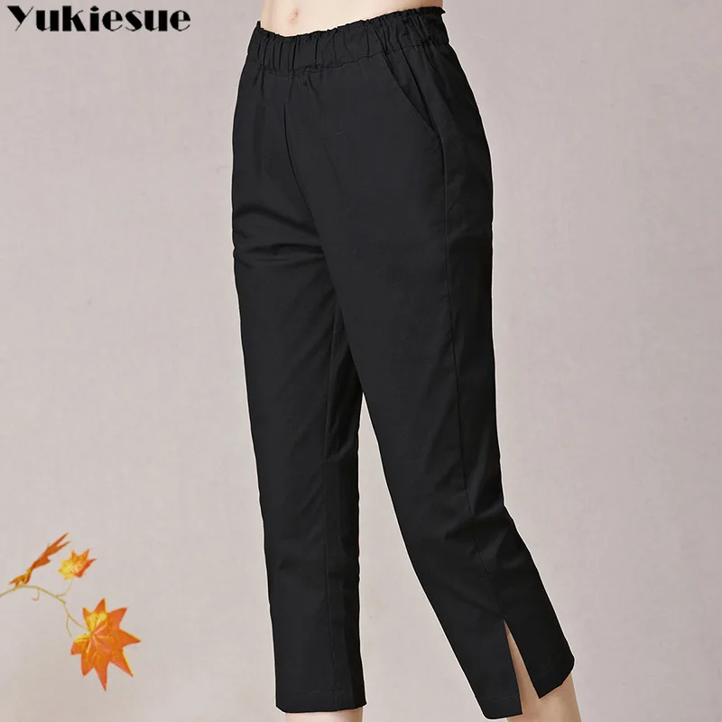 Женские Брюки Капри с завышенной талией летние штаны шаровары карамельных