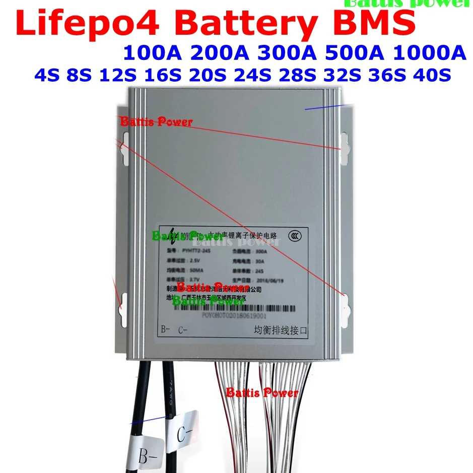 4S 8S 12S 20 24S 32 40С с 100A 200A 300A 500A 1000A lifepo4 батарея BMS для детей возрастом от 12v 96v 108v 120v 72v 84v