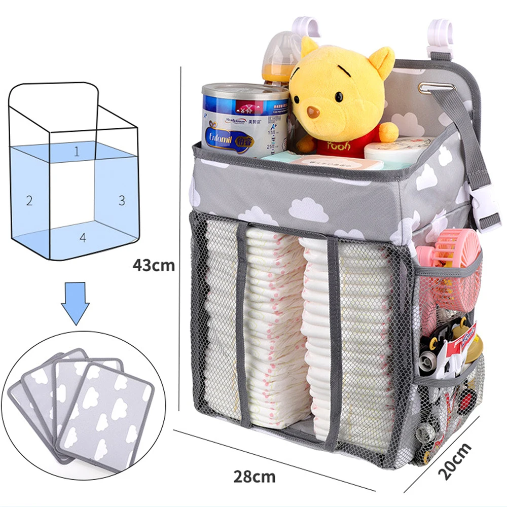 

Bedside Storage Container Nappy Organizer Storage Bag Kids Crib Bedding Set Baby Diaper Organizer Portable Baby Storage Supply