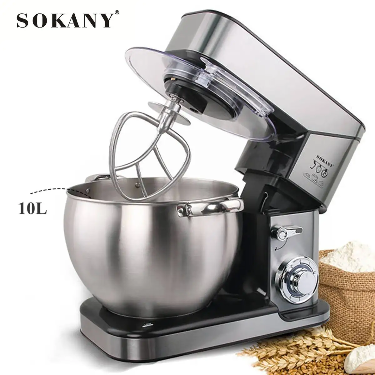 

10L Food Processor 2000W Super Power Automatic Blender Kitchen Stand Food Mixers Cream Dough Mixer Egg Whisk Cake Bread Maker