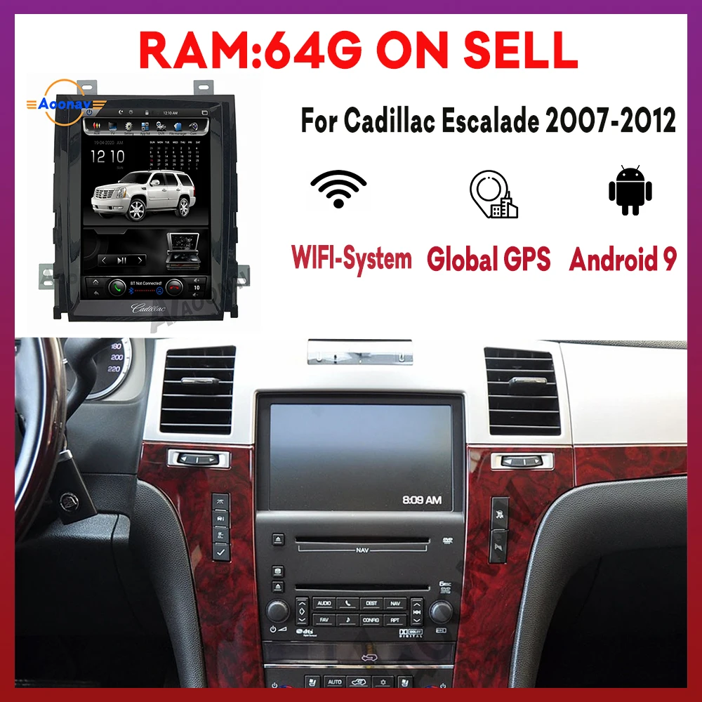 

Автомагнитола Tesla для Cadillac Escalade 2007, 2008, 2009-2012, вертикальный экран, Dvd, мультимедиа, Gps-навигация, стереоприемник для видео