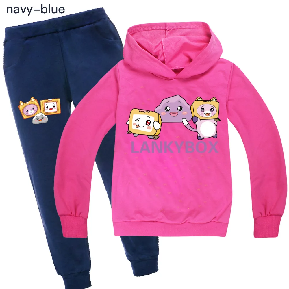 Lankybox Kids Boys Girls Hoodies Pants Suit Cartoon Children's Clothing Sweatshirts Casual Fashion Pullover Jogging Pant