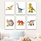 Цветные картины на холсте с изображением динозавров, плакаты и принты в скандинавском стиле, фотографии животных на стену для детской комнаты, декор для детской спальни