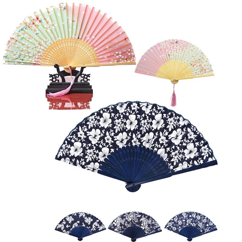 Винтажная Китайская японская ткань с цветочным принтом|Декоративные вееры| |