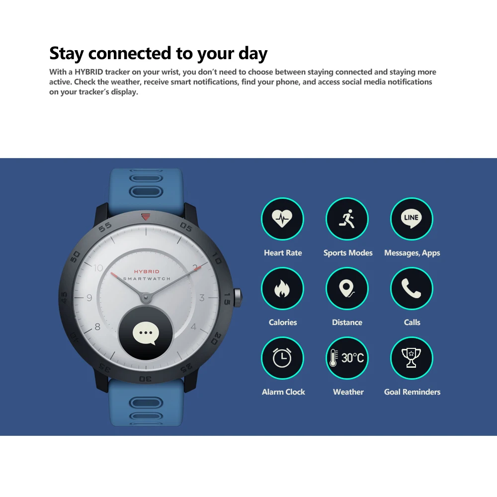 

Zeblaze HYBRID Smart Watch Wristwatch Heart Rate Blood Pressure Smart Timer Removable Strap Alarm Smartwatch for iOS / Android