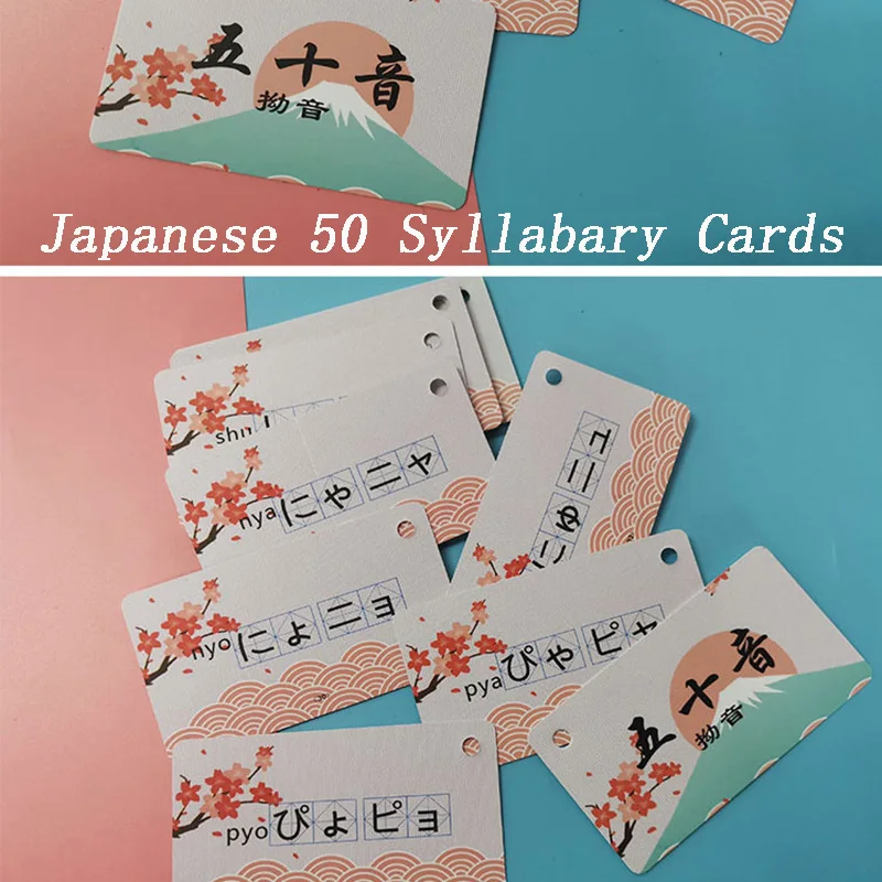 

Introduction To Japanese 50 Syllabary Cards Portable Self-Learning Zero Basic Words Common Children Memory 100 Common Sentences
