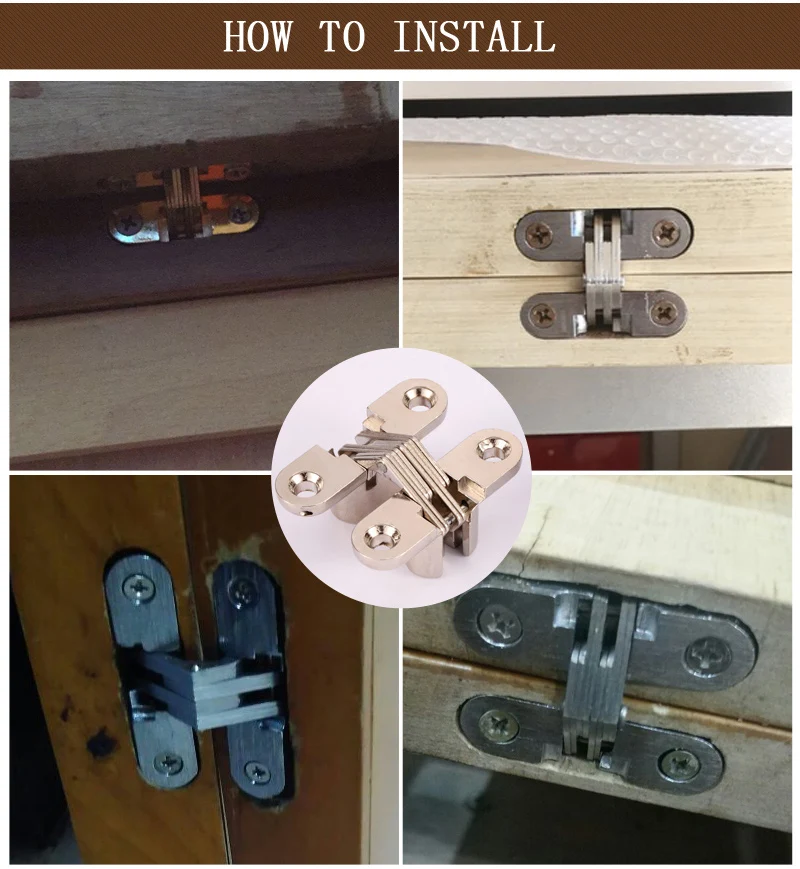 

4Pcs Hidden Hinges 12x42MM Invisible Concealed Barrel Cross Door Hinge Bearing Wooden Box For Folding Window Furniture