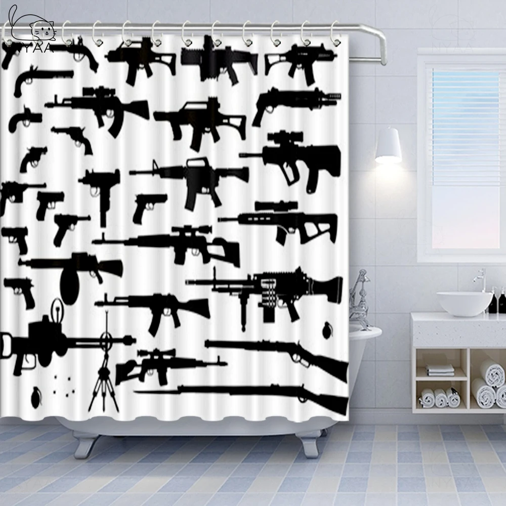 Занавеска для душа Vixm на заказ огнестрельное оружие стильная водонепроницаемая