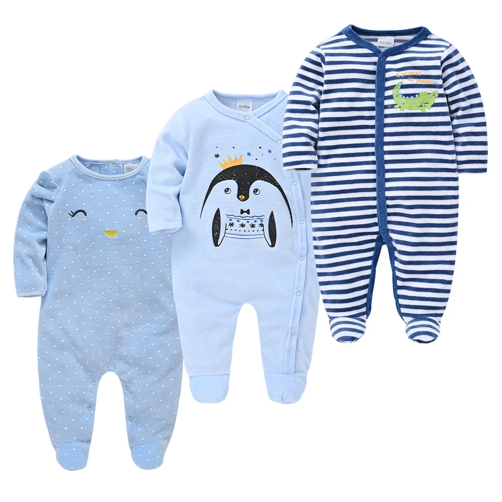 

3pcs Winter Newborn Baby Boys Clothes Baby Girls Footies Velvet Warm Infant Clothing Roupas Infantis Menino Overalls Costumes
