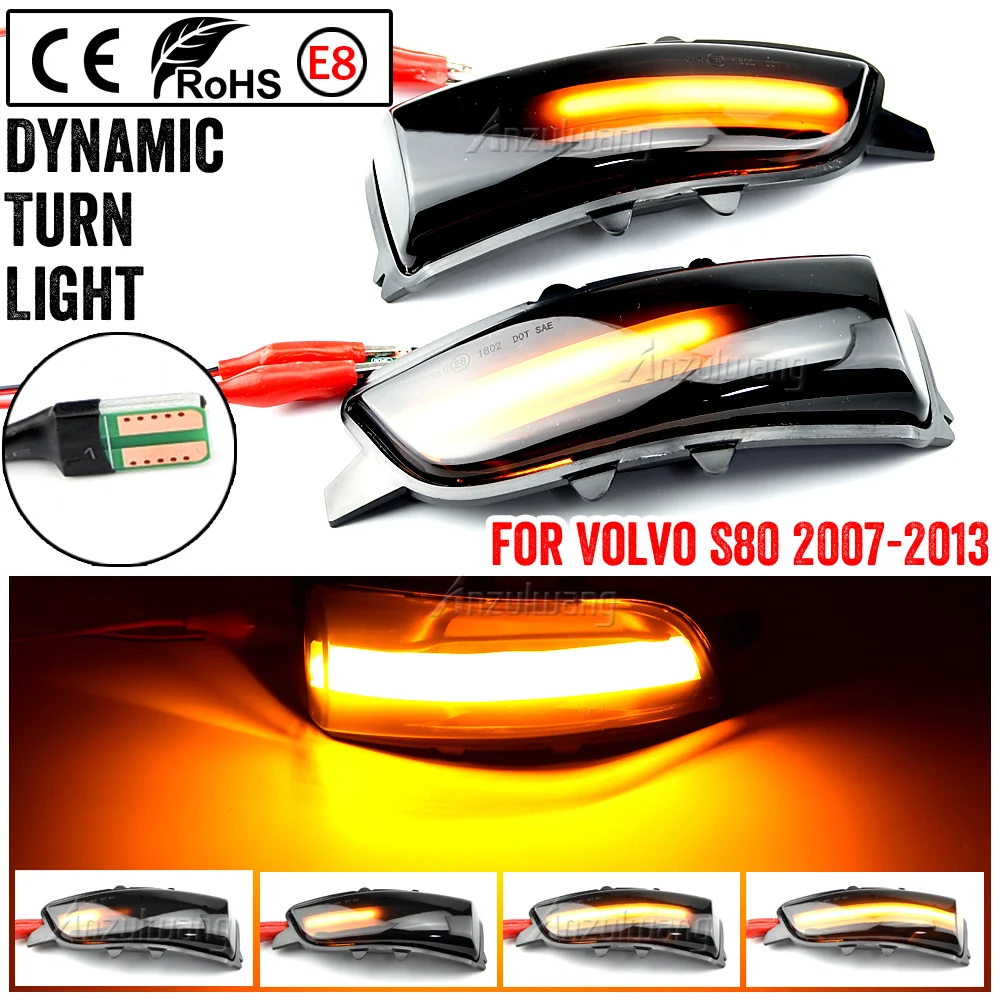 

2Pcs Side Mirror Sequential Indicator Dynamic LED Turn Signal Light Blinker For Volvo C30 C70 S40 S60 V40 V50 S80 V70 2008-2010