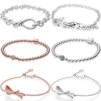 chunky infinity knotted heart rose beads pave crystal sliding bracelet bangle fit pandora 925 sterling silver bead charm jewelry